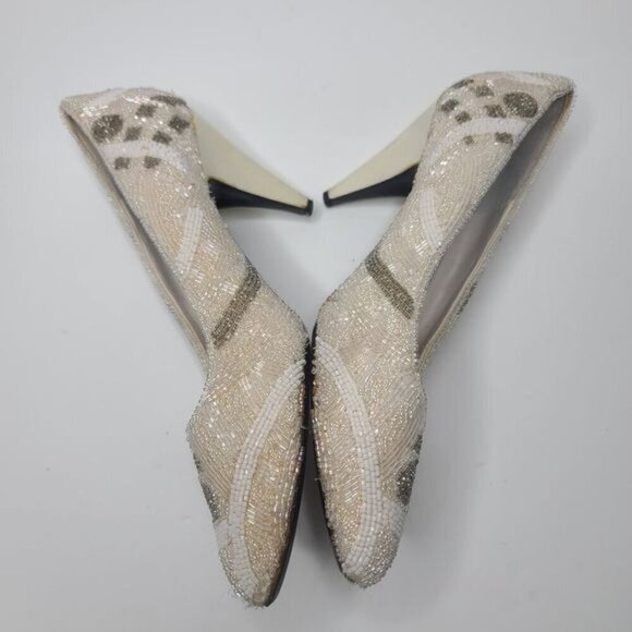 Vintage 1980s J. Renee Beaded Formal Wedding High Heels size 9 M - Picture 5 of 16